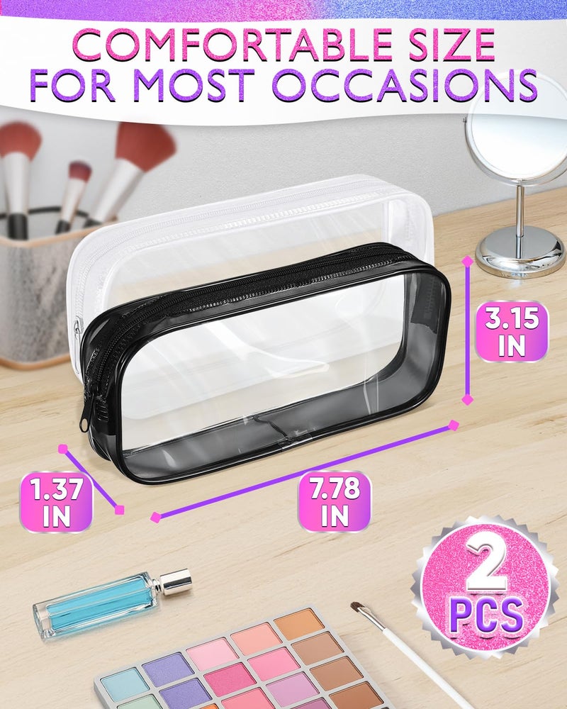 KETAR Small Makeup Bag for Purse – 2 Pcs Clear Zipper Pouches, Soft, Elastic, Waterproof Plastic Small Cosmetic Bag for Purse, Space-Efficient, Stylish Design – Great for Organizing Essentials on the Go - Image 2