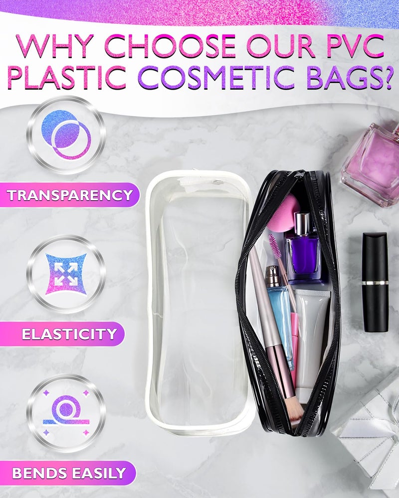 KETAR Small Makeup Bag for Purse – 2 Pcs Clear Zipper Pouches, Soft, Elastic, Waterproof Plastic Small Cosmetic Bag for Purse, Space-Efficient, Stylish Design – Great for Organizing Essentials on the Go - Image 3
