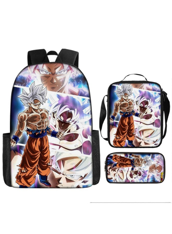 دراجون بول زد دراغون بول زد على ظهره مقلمة حقيبة ثلاث قطع دعوى الرجال والنساء الترفيه الرياضة حقيبة السفر طالب حقيبة المدرسة - Image 1