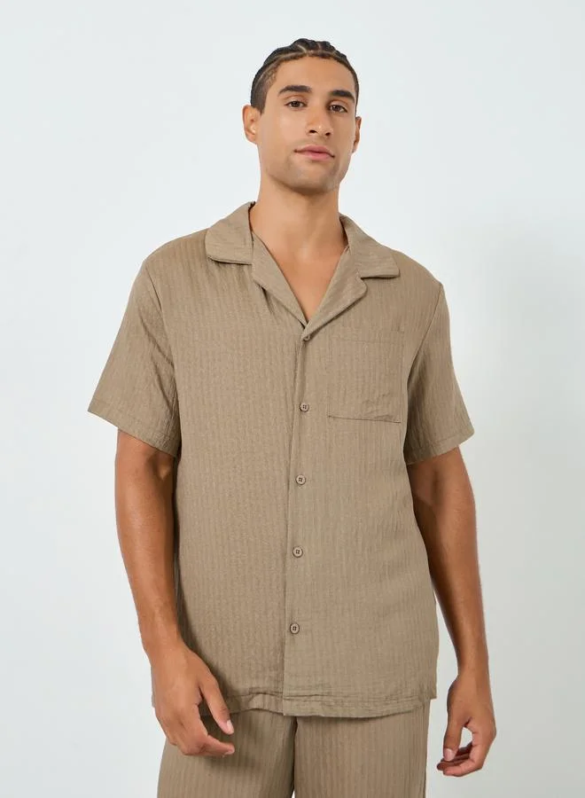 Styli Men Relaxed Fit Short Sleeve Shirt and Pyjama Set