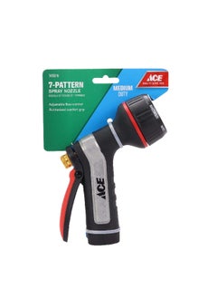 ACE 7-Pattern Spray Medium Duty Adjustable Hose Nozzle Black and Grey 7.55 x 5.55 x 2.3 cm 7435316 