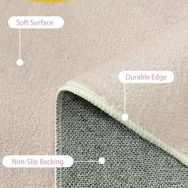 USTIDE سجادة USTIDE زهرية سماء النجوم 3x5 تصميم قمر ونجوم لطيف سجادة منطقة سجادة ناعمة للأطفال سجادة غير قابلة للانزلاق لغرفة اللعب غرفة المعيشة غرفة النوم ديكور الفصل الدراسي زهرية قمر 33x5 قدم - Image 5