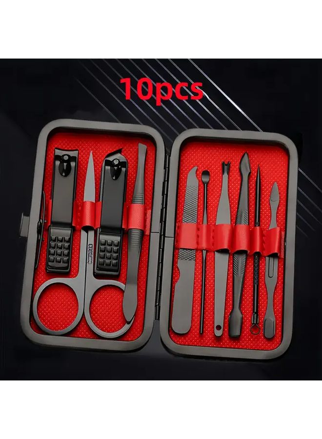 10 قطع من أدوات العناية بالأظافر من الفولاذ المقاوم للصدأ مقاومة للصدأ وحادة ومقاومة للتناثر - Image 1