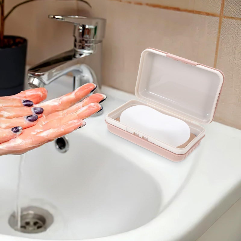 Portable Travel Soap Case Set 2pcs Double Layer Leakproof Container Soap Holder Soft Blue Pink - Image 5