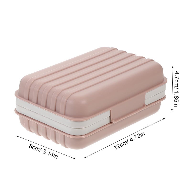 Portable Travel Soap Case Set 2pcs Double Layer Leakproof Container Soap Holder Soft Blue Pink - Image 3