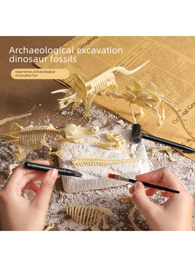 null - Children's Archaeological Digging Toys Science And Education Puzzle DIY Dinosaur Fossil Skeleton Model Colorful Gem Blind Box Wholesale-Color:Color Box-crocodile Dragon Skeleton [both In Chinese And English Packaging]] - Image 1