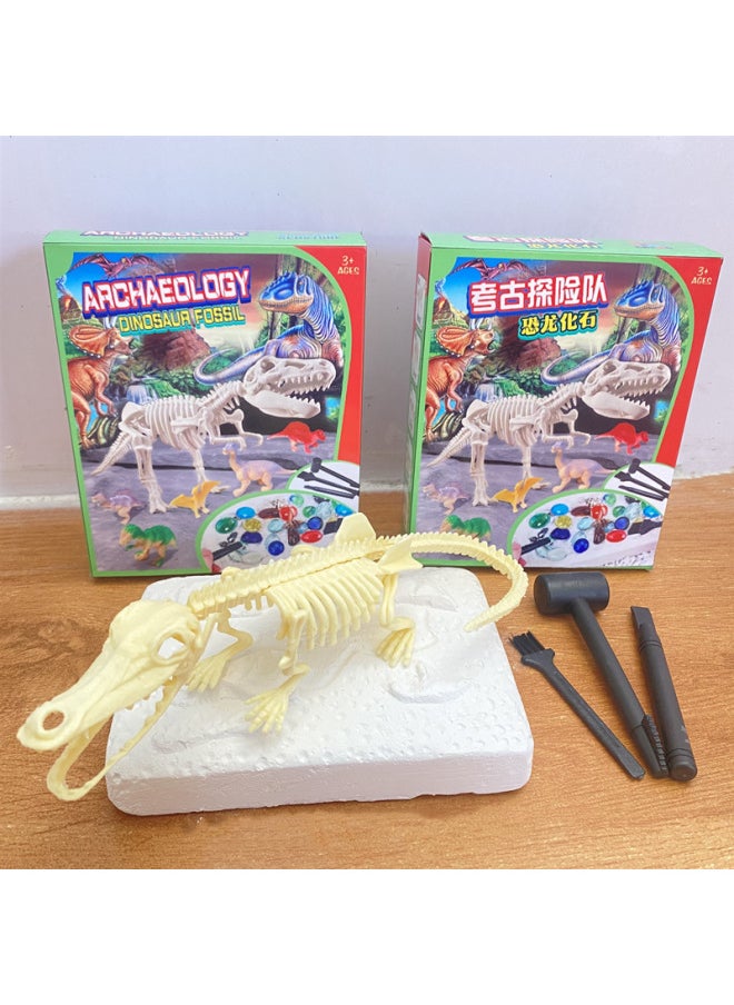 null - Children's Archaeological Digging Toys Science And Education Puzzle DIY Dinosaur Fossil Skeleton Model Colorful Gem Blind Box Wholesale-Color:Color Box-crocodile Dragon Skeleton [both In Chinese And English Packaging]] - Image 1