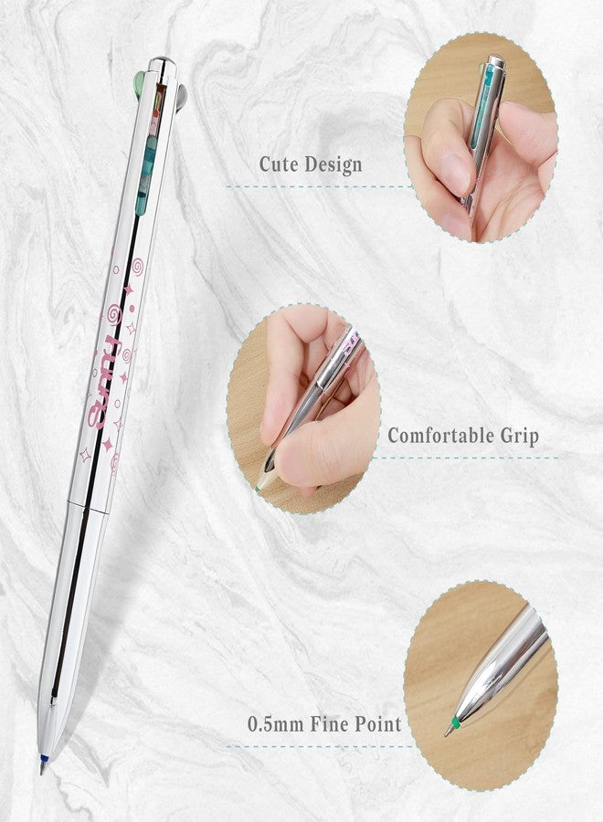 Temiary 6 Pcs Retractable 4-in-1 Colored Gel Ink Pens, 0.5 mm Fine Point Smooth Writing Pen, No Smudge No Bleed, School Office Supplies (Silver) - Image 3