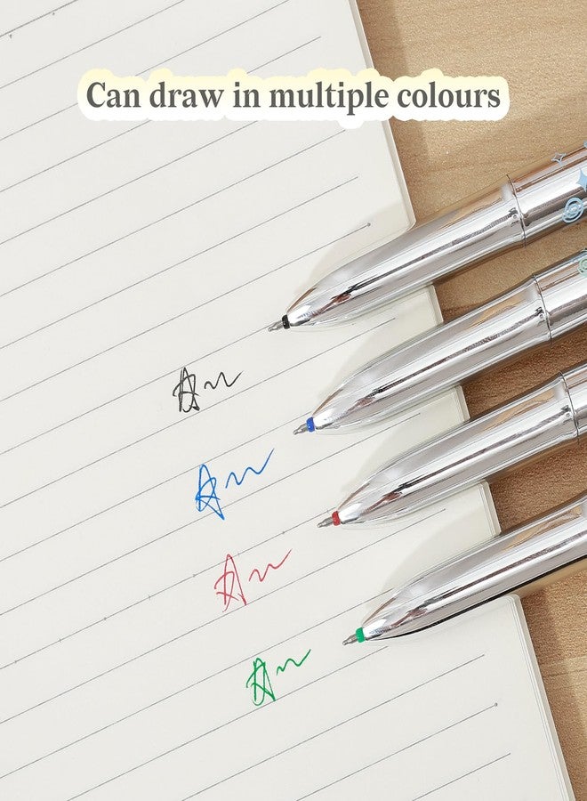 Temiary 6 Pcs Retractable 4-in-1 Colored Gel Ink Pens, 0.5 mm Fine Point Smooth Writing Pen, No Smudge No Bleed, School Office Supplies (Silver) - Image 4