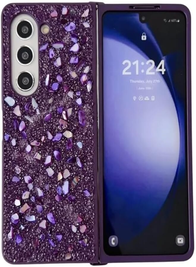 Next Store PC Case, Shockproof Silicone Case Cover Flip Edge with Attractive and Stylish Design, Compatible with Samsung Galaxy Z Fold 5 (Purple)