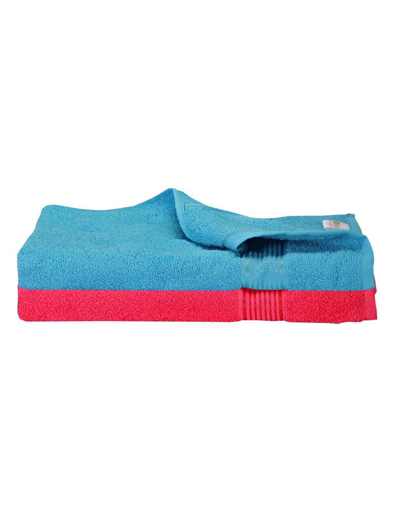 KOPA by Bianca 400 GSM 100% Cotton Soft Terry Towel l 2pc Bath Towel l Bath Towel for Men Large Size l Bath Towel for Men l D`Ross l Turq-Pink - Image 1