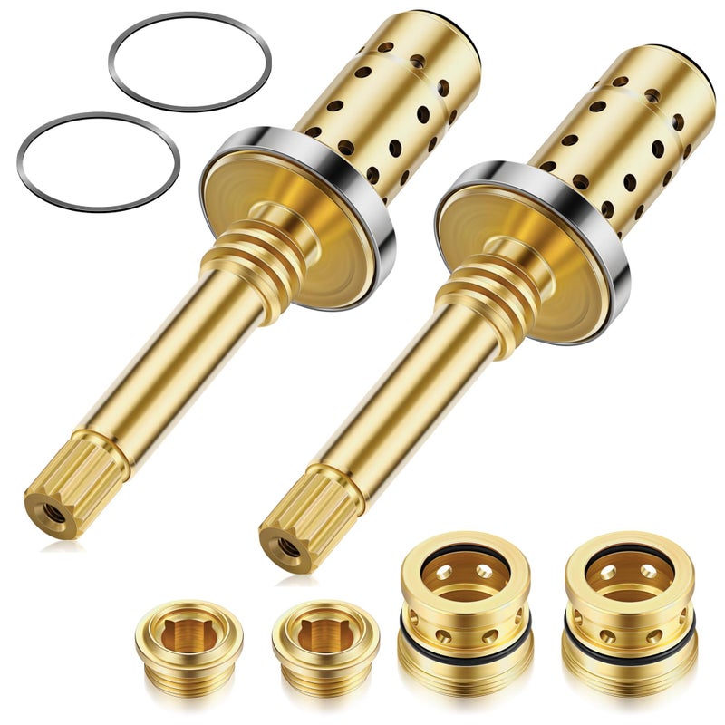 Dreyoo 2 Set Valve Rebuild Kit Replacement Compatible with Symmons Temptrol Valve TA10 Spindle Assembly TA4 Hot and Cold Seats T11 Washer Fix TubShower Valve Leak Solid Brass