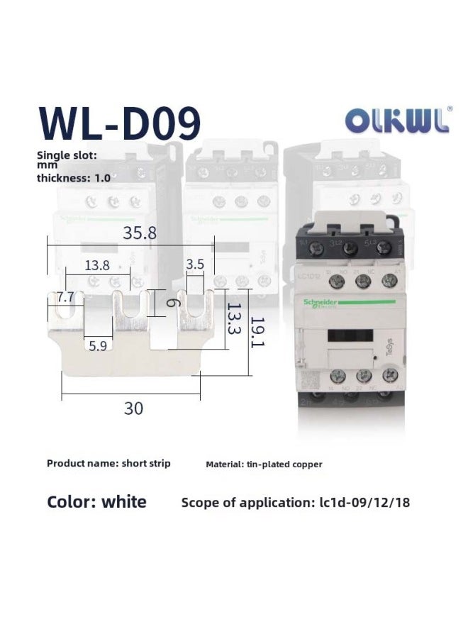 Generic - AC Contactor Connecting Piece L1L2L3 Three-phase Power Supply Main Power Short Circuit Bar Star Triangle Contactor Short Circuit Piece-Colour:White-d09-3 Thickened (applicable To Lc1d-09/12/18) - Image 1