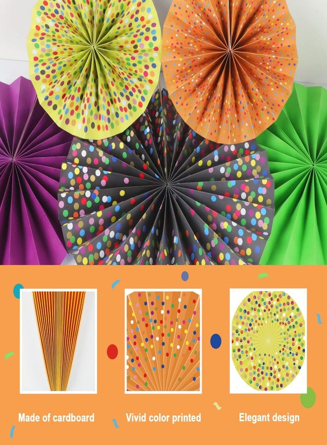 Tevxj 12 Pieces Confetti Hanging Paper Fans for Classroom Decorations Colorful Confetti Dots Round Paper Garlands Tissue Confetti Bulletin Board for Teacher School Library Office Decoration - Image 3