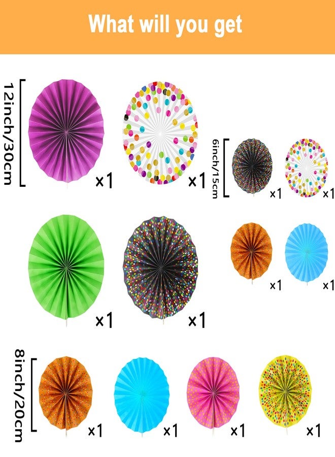Tevxj 12 Pieces Confetti Hanging Paper Fans for Classroom Decorations Colorful Confetti Dots Round Paper Garlands Tissue Confetti Bulletin Board for Teacher School Library Office Decoration - Image 2