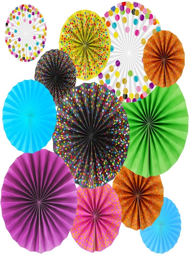 Tevxj 12 Pieces Confetti Hanging Paper Fans for Classroom Decorations Colorful Confetti Dots Round Paper Garlands Tissue Confetti Bulletin Board for Teacher School Library Office Decoration - Image 1