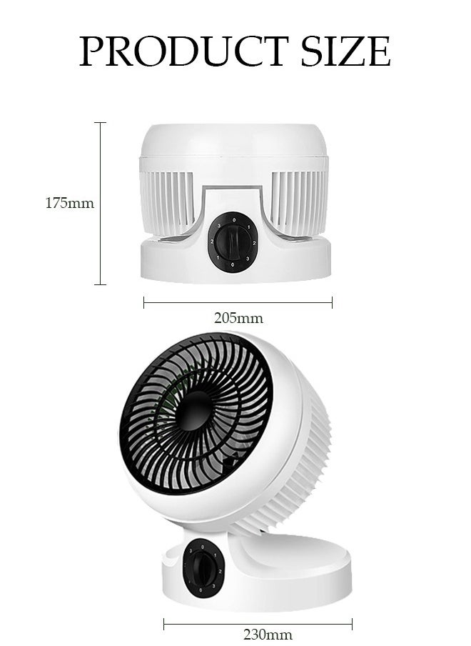 DUNISO Table Air Circulator Fan Desk Fan, Folding Rechargeable Battery Operated Fan with 3 Speed Regulation, USB Fan Quiet, for Home, Office, Travel, Camping, Outdoor  - Image 2