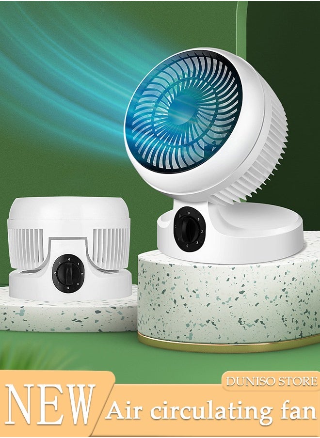 DUNISO Table Air Circulator Fan Desk Fan, Folding Rechargeable Battery Operated Fan with 3 Speed Regulation, USB Fan Quiet, for Home, Office, Travel, Camping, Outdoor  - Image 1