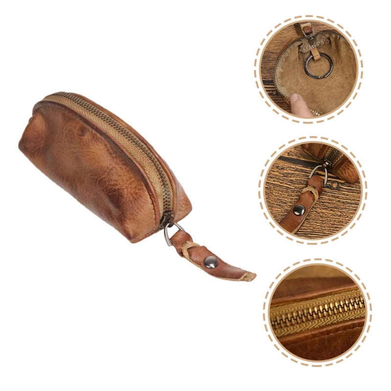 Genuine Leather Key Case Pouch With Zipper 5pcs Set For Organized Storage Stylish Everyday Use - Image 5