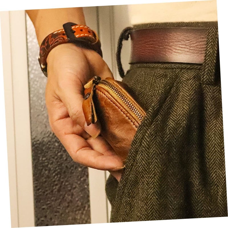 Genuine Leather Key Case Pouch With Zipper 5pcs Set For Organized Storage Stylish Everyday Use - Image 3
