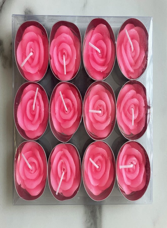 T-shin Rose Tealight Candles,12 Pieces Handmade Delicate Flower Candles with 100PCS Silk Rose Petals,Mini Candle Discs for Weddings,Anniversaries, Birthdays,Home Decoration,Spa,Relaxation (Pink) - Image 2