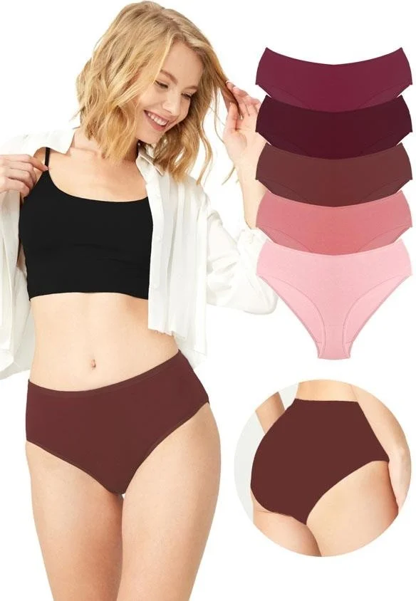 COTTONHILL Cotton Wide Edged Bato Panties 5-Pack-2