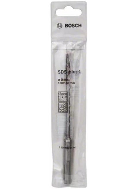 1 Piece SDS Plus Drill Bit  6 x 160mm Concrete Drill Bit,2-Cutter Tungsten Carbide Tip, Fast Dust Removal, Ideal for Masonry & Concrete
