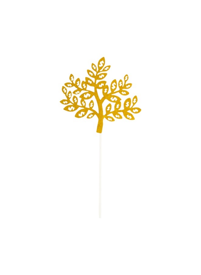 Restaurantware Top Cake 7 X 4.5 Inch Cake Toppers, 100 Money Tree Design Cake Topper Inserts - Durable, With Glitter Detail, Gold Paper Cake Decoration, Birthday, Baby Shower, Wedding, Supplies - Image 1