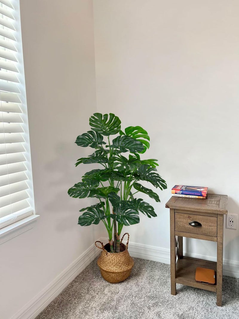 Aveyas 54'' Tall Large Artificial Monstera Deliciosa Plants, 4.5 Feet Faux Swiss Cheese Floor Plants Fake Tropical Silk Tree with Pot for Indoor Outdoor Office House Living Room Home Decor - Image 5