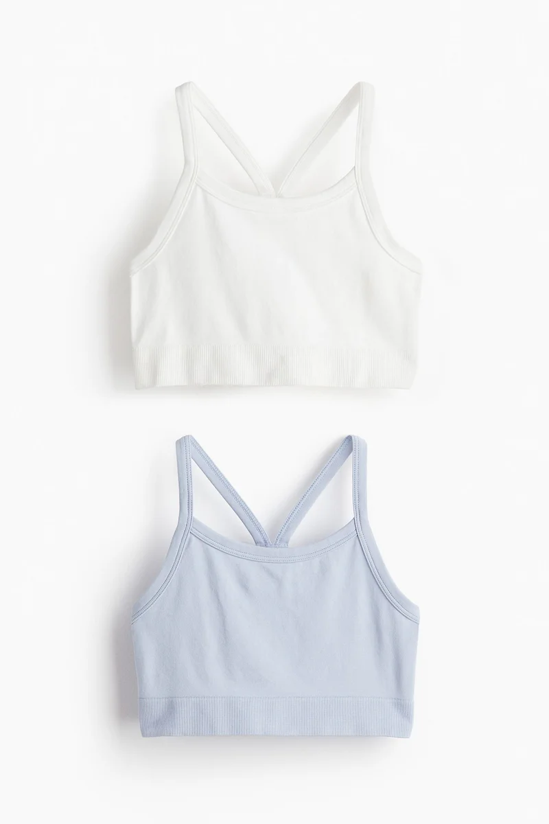 اتش اند ام بلوزات رياضية بدون خياطة من نسيج دراي موف - عبوة من قطعتين