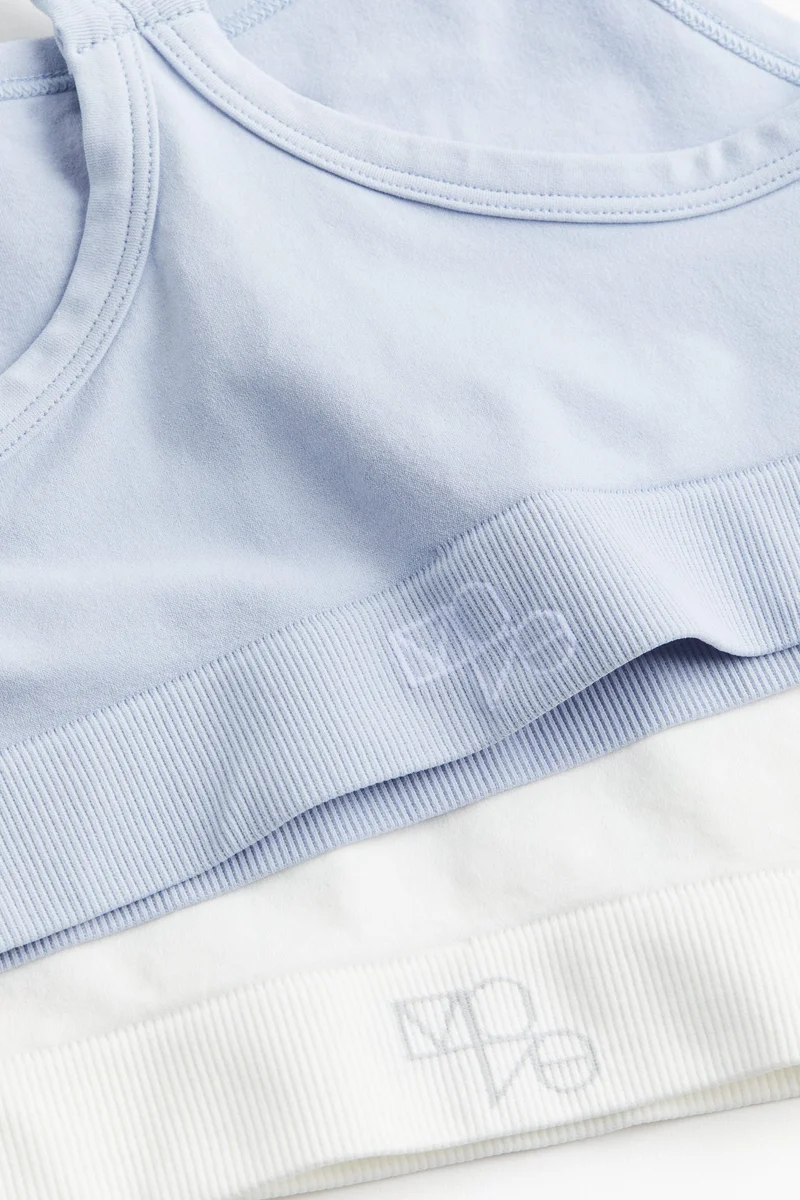 اتش اند ام بلوزات رياضية بدون خياطة من نسيج دراي موف - عبوة من قطعتين