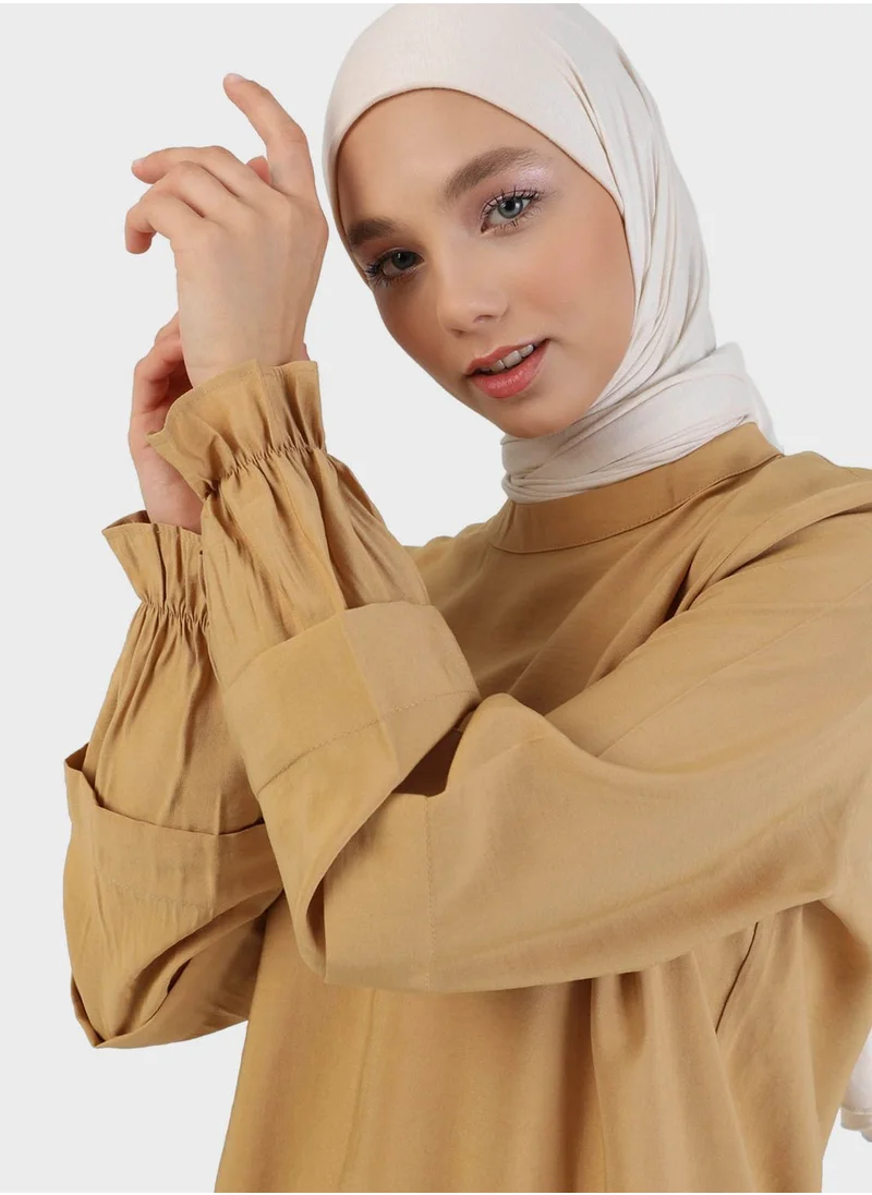 Benin by modanisa Ruffle Sleeve High Neck Tunic