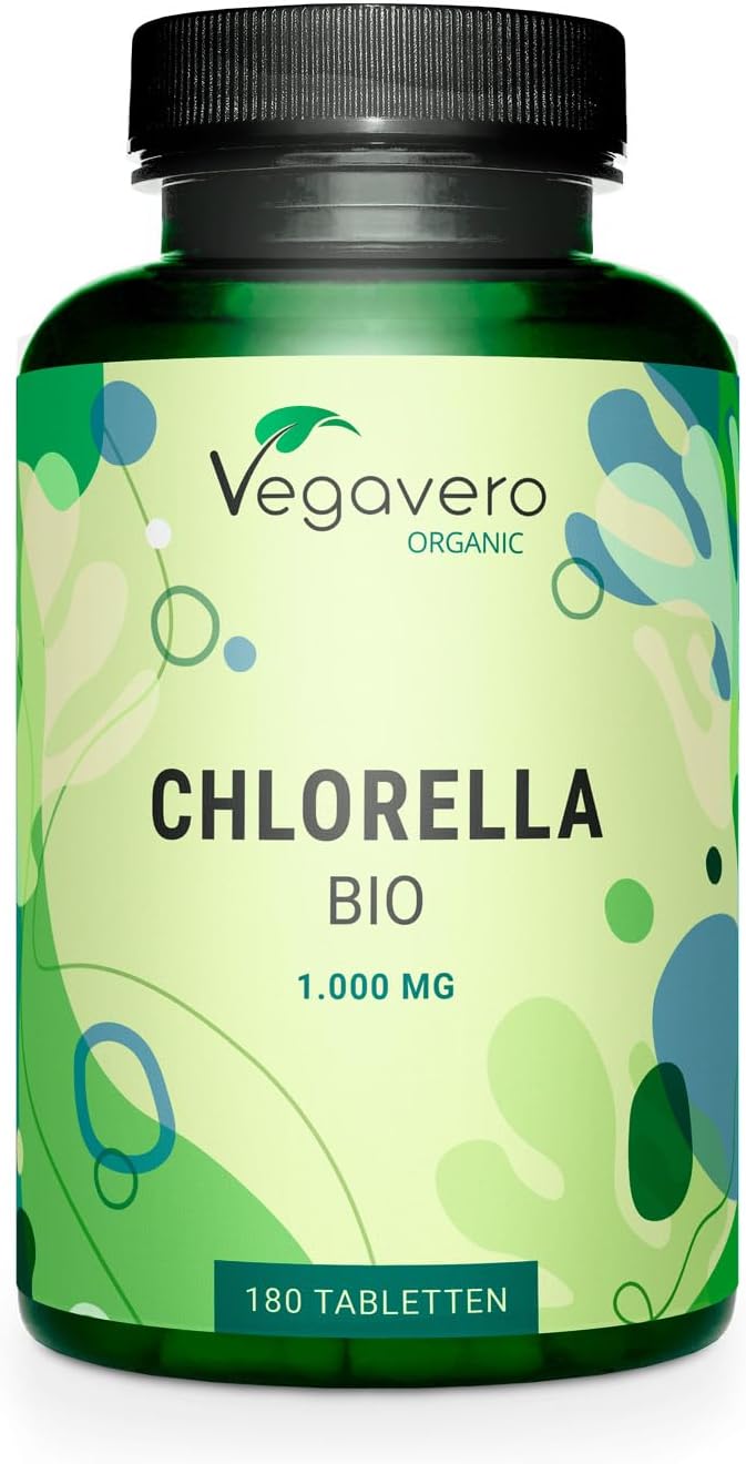 Vegavero فيغافيرو كلوريلا عضوية جدار خلية مكسور 3000 ملغ بدون إضافات مختبر مختبر 180 قرص مسحوق نقي نباتي - Image 1