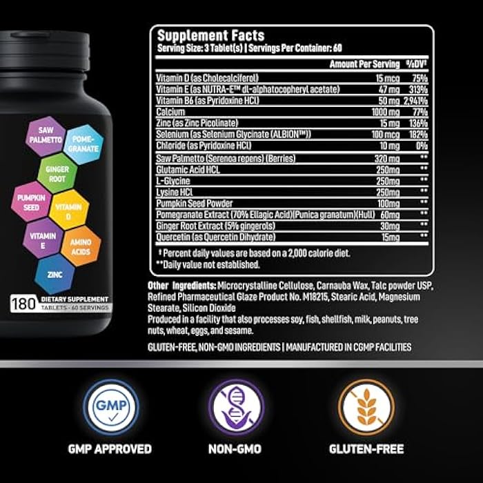 Prostate Health Supplements - Saw Palmetto for Men 320 mg, Pumpkin Seed Extract for Men's Health - 180 Prostate Supplement Tablets, 60 Serves - Image 5