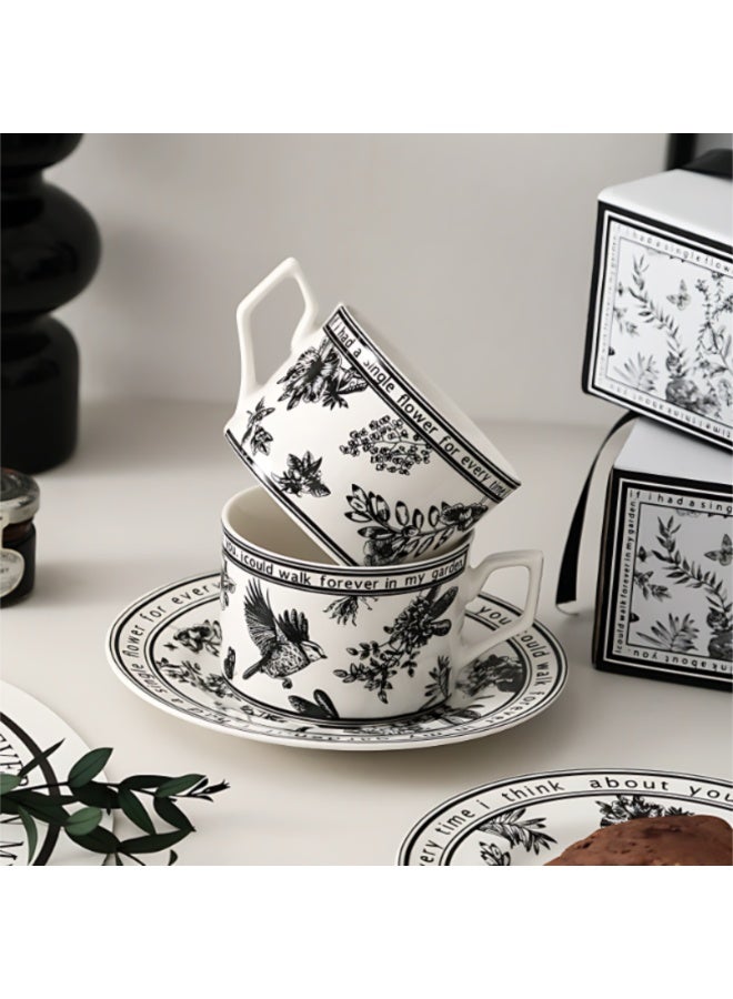KADRAMA Banxia flower retro coffee cup, cup and saucer gift set, ceramic high-value Korean ins small fragrant mug. mug - Image 2