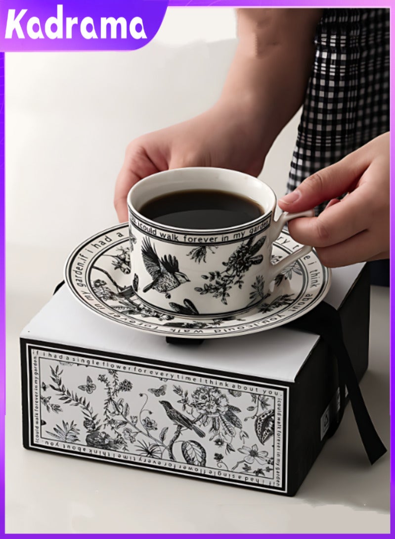 KADRAMA Banxia flower retro coffee cup, cup and saucer gift set, ceramic high-value Korean ins small fragrant mug. mug - Image 1