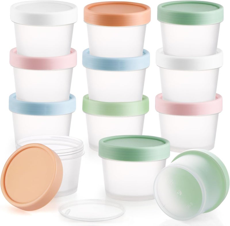 Cositina 12 Pieces 3.4oz/100ml Cosmetic Container Refillable Plastic Makeup Pot Translucent Wide Mouth Storage Jars with Lids for DIY Beauty Products Lotion Cream Body Butter Powder - Multicolor