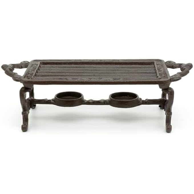 CKB Ltd Cast Iron Plate Warmer With Two Tealight Holders  Rustic Metal Vintage Style Stove Traditional Heater Table Stand For Keeping Pots Coffee Mugs Food Plates Hot - Image 4