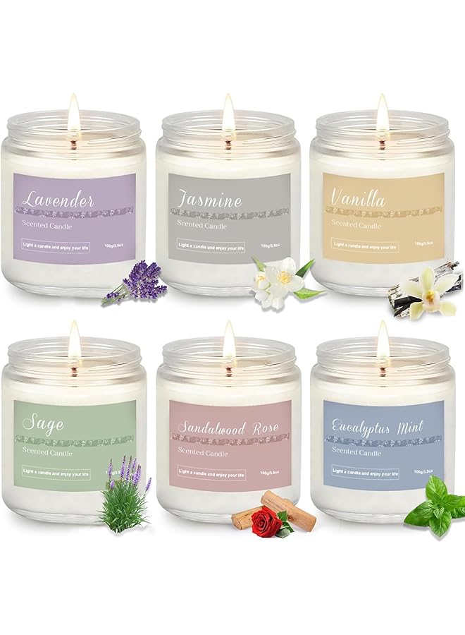 6 Pack Candles for Home Scented Aromatherapy Candles Gifts Set for Women, Lavender Candle, Natural Soy Wax Long Lasting Candle Set Gifts for Birthday, Valentine, Ramadan, Anniversary Present