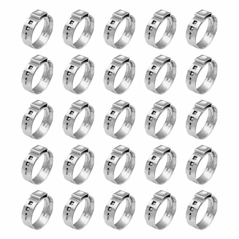 نموذج D 25 عبوة 304 مشابك خرطوم فولاذ مقاوم للصدأ ذات حافة ناعمة وأذن واحدة - Image 2