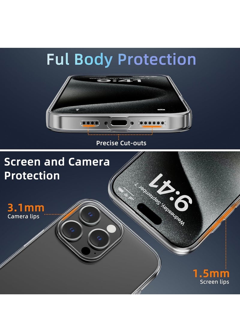 ELTRAZONE Ultra-Thin Clear iPhone 16 Pro Case [Not Yellowing] with Camera Lens & Screen Protectors – Slim, Shockproof, Anti-Slip Grip - Image 4