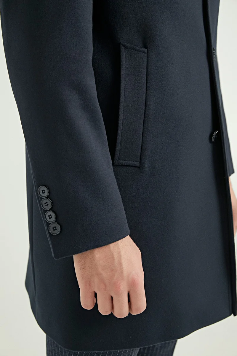 دي أس دامات Regular Fit Navy Blue Coat 9HF080018903M