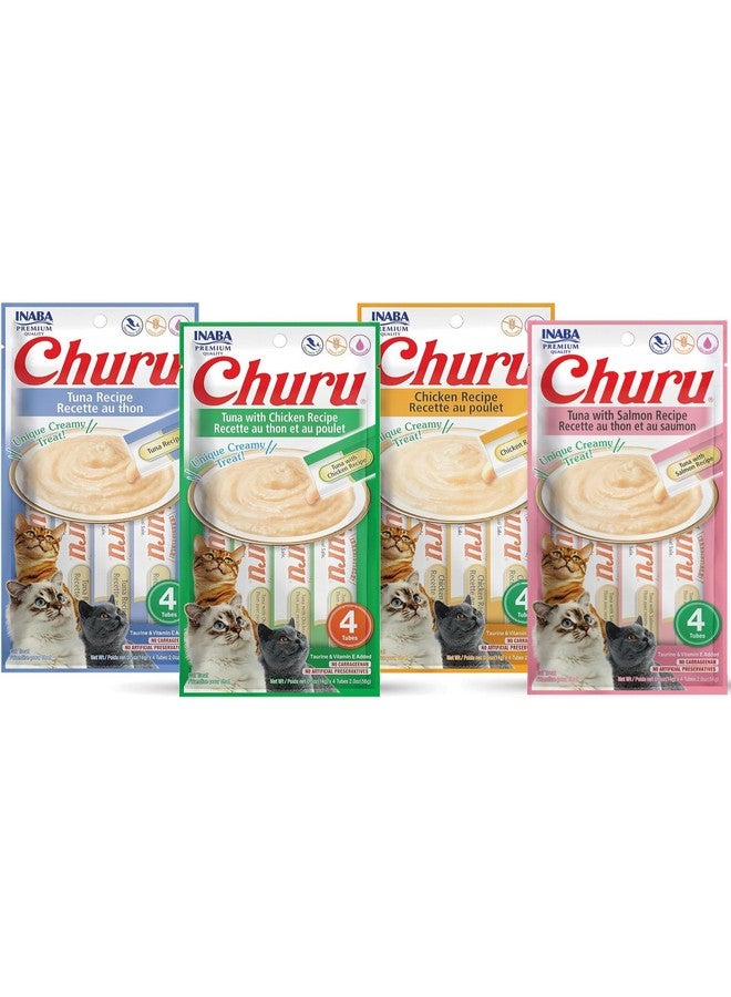 INABA Churu Lickable Purée Natural Cat Treats (Tuna and Chicken Variety Pack, 16 Tubes) - Image 1