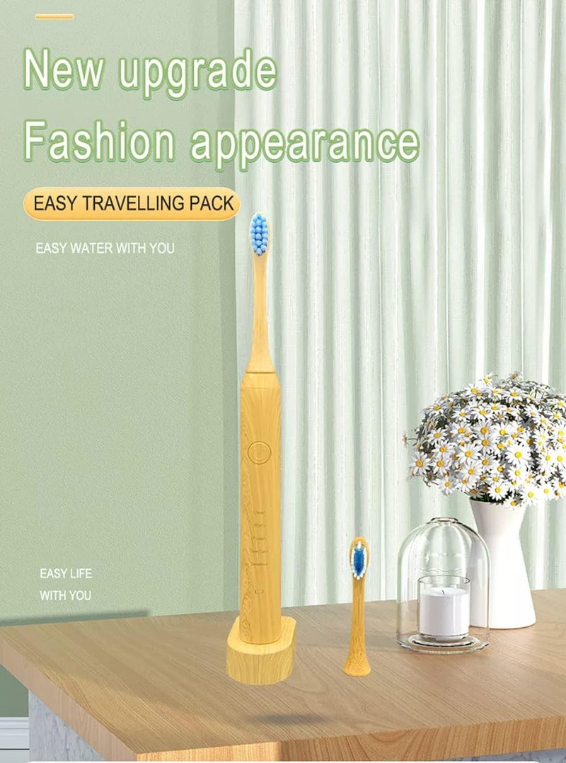 FAYET Electric Bamboo Toothbrush, IPX8 Waterproof, Smart Sonic Electric Toothbrush 3 Replaceable Bamboo Toothbrush Head，5 Mode Rechargeable Electric Bamboo Toothbrush for Adults and Kids - Image 3