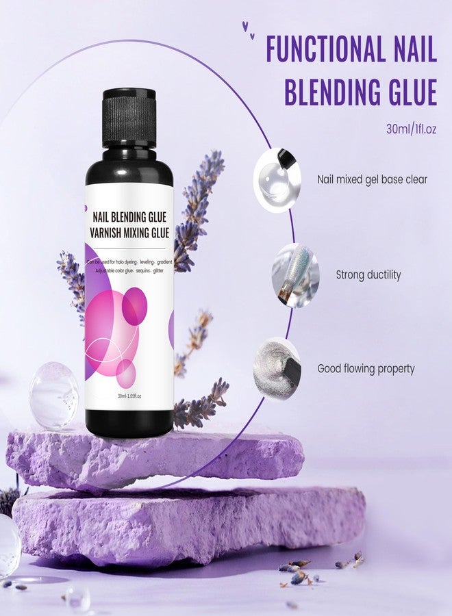 AIJIMEI Clear Nail Blending Glue Kit, 30ml/1fl.oz Clear Sequins Mixing Glue with 60ml Nail Brush Cleaner Gel, Nail Glitter Powder Clear Mixer Glue for Nail Art Gel Polish thinner for DIY - Image 2