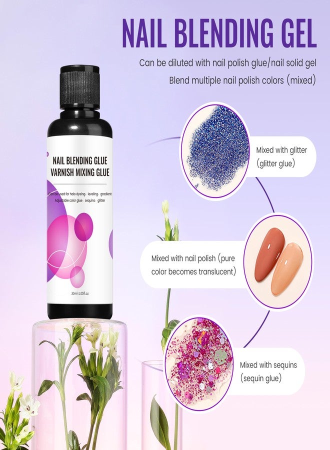 AIJIMEI Clear Nail Blending Glue Kit, 30ml/1fl.oz Clear Sequins Mixing Glue with 60ml Nail Brush Cleaner Gel, Nail Glitter Powder Clear Mixer Glue for Nail Art Gel Polish thinner for DIY - Image 4