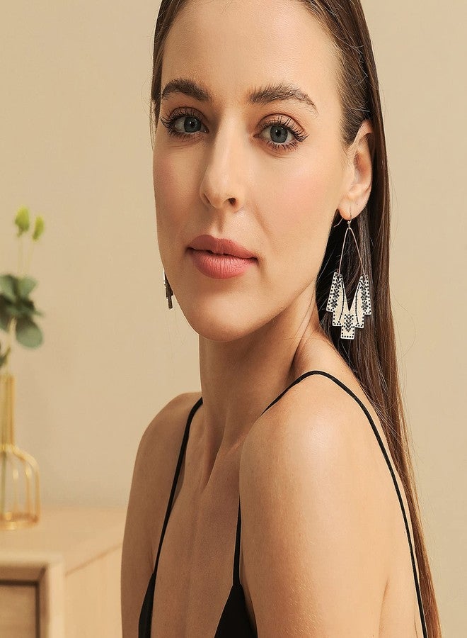 Zealmer Gold Geometric Earrings Statement Vintage Boho Ethnic Earrings Hollow Out Fan Shape Dangle Drop Earrings for Women Birthday Christmas Valentines Day Gift - Image 4