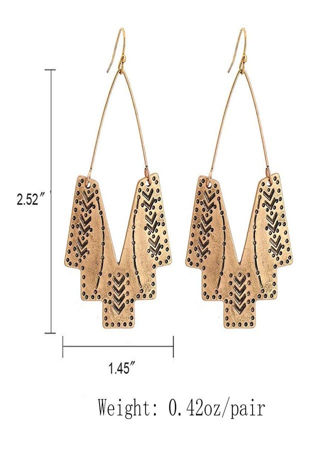 Zealmer Gold Geometric Earrings Statement Vintage Boho Ethnic Earrings Hollow Out Fan Shape Dangle Drop Earrings for Women Birthday Christmas Valentines Day Gift - Image 2