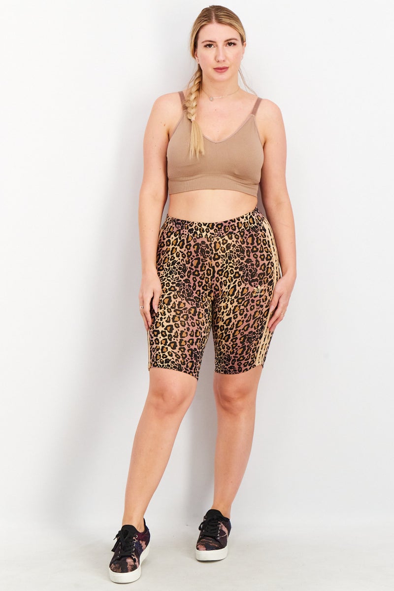 Adidas Women Tight Fit Training Sportswear Shorts, Brown/Black  - Image 3