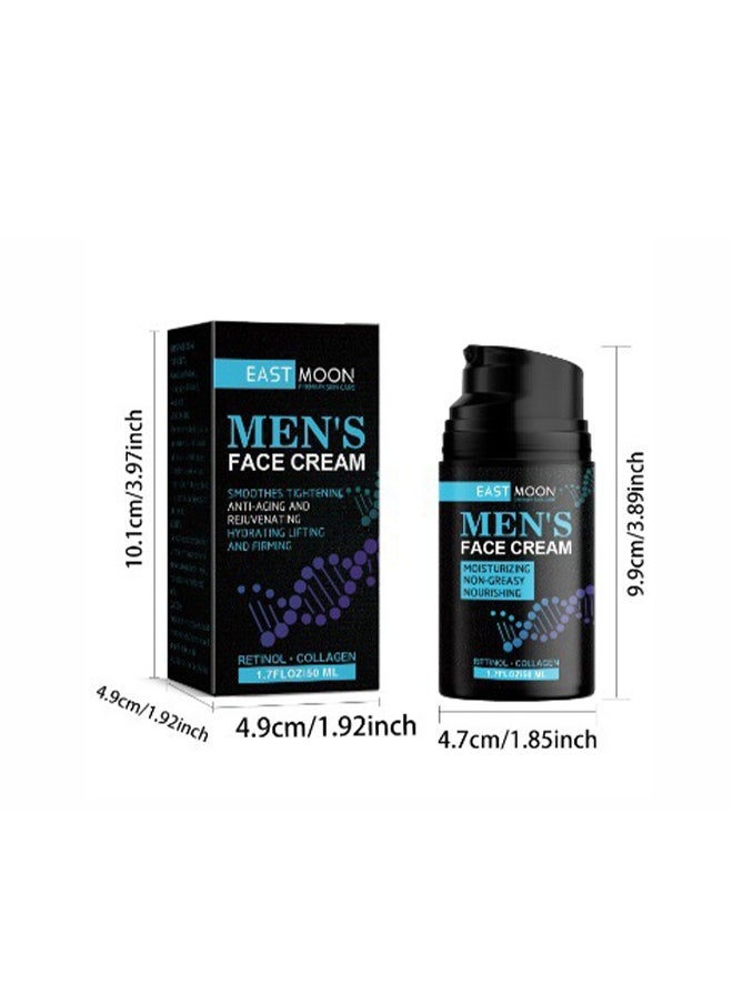 East Moon - Men'S Face Cream-Men's Moisturizer Anti-Aging Face Cream for Men, Naturally Collagen & Hyaluronic Acid - Day & Night Anti Wrinkle Control Oil Face Cream Lotion for Mens Skin Care 50ml - Image 1